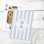 Monogram initialen stoffige lichtblauwe witte stre pokerkaarten