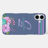 MONOGRAM initialen strepen Blauw Case-Mate iPhone Case (Achterkant (horizontaal))