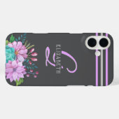 MONOGRAM initialen strepen Donkergrijs Case-Mate iPhone Case (Achterkant (horizontaal))