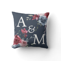 Monogram Initialen Stusty Roos Blauw Floral Donker
