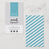 MONOGRAM INITIALEN tab modern turquoise blauw grij Visitekaartje (Voorkant / Achterkant)