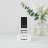 MONOGRAM INITIALEN tab modern wit zwart grijs Visitekaartje (Staand voorkant)