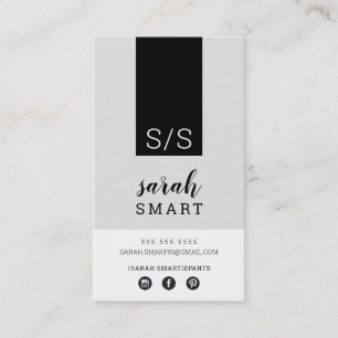 MONOGRAM INITIALEN tab modern wit zwart grijs Visitekaartje
