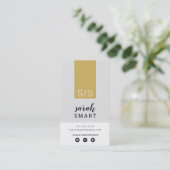 MONOGRAM INITIALEN tab modern zwart oud goud grijs Visitekaartje (Staand voorkant)