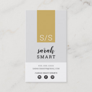 MONOGRAM INITIALEN tab modern zwart oud goud grijs Visitekaartje