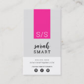 MONOGRAM INITIALEN tabblad modern zwart roze grijs Visitekaartje (Voorkant)