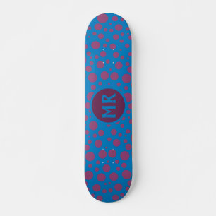 Monogram Initialen Trippy Blue Paarse Stippen Spot Persoonlijk Skateboard