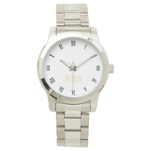 Monogram Initialen Unisex Zilveren Armbandhorloge Horloge (Voorkant)