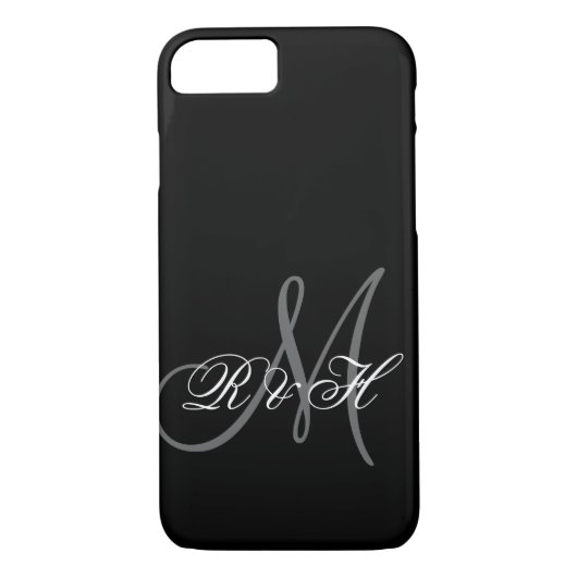MONOGRAM-INITIALEN VOOR ZWARTE GRAY Case-Mate iPhone CASE (Achterkant)