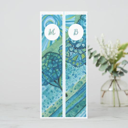 Monogram Initialen Whimsical Twee Bladwijzer (Staand voorkant)