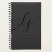 Monogram Initialen Zakelijk Zwart Kalligrafie Planner (Voorkant)