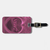 Monogram Initialen Zijde Roze Hart Aangepast  Bagagelabel (Voorkant horizontaal)