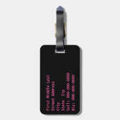 Monogram Initialen Zijde Roze Hart Aangepast  Bagagelabel (Achterkant verticaal)