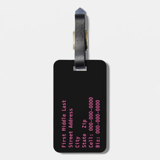 Monogram Initialen Zijde Roze Hart Aangepast Bagagelabel (Achterkant verticaal)