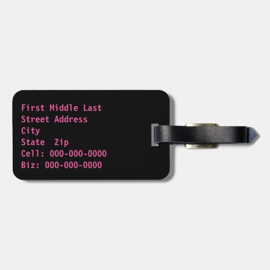 Monogram Initialen Zijde Roze Hart Aangepast  Bagagelabel (Achterkant horizontaal)