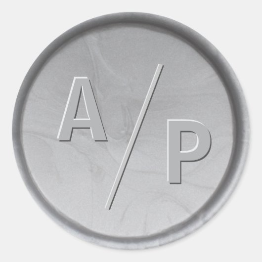 Monogram Initialen Zilveren Wax Seal Sticker (Voorkant)