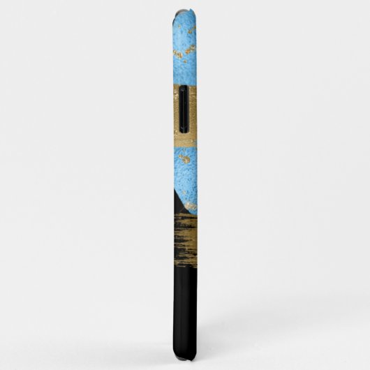 Monogram Initialen Zwart Blauw Goud Case-Mate iPhone Case (Achterkant/rechts)