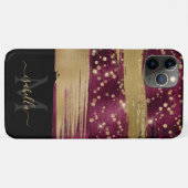 Monogram Initialen Zwart Bourgogne Goud Case-Mate iPhone Case (Achterkant (horizontaal))