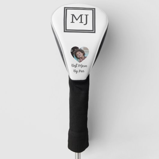 Monogram Initialen Zwart en Wit Beste Mama Door Pa Golfheadcover (Voorkant)