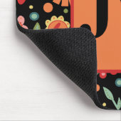 Monogram Initialen Zwart Fun Bloemen Inspiratie Muismat (Hoek)