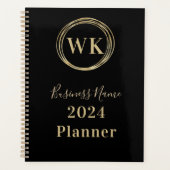 Monogram Initialen Zwart Goud Business 2024 Planner (Voorkant)