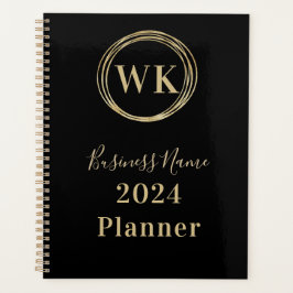 Monogram Initialen Zwart Goud Business 2024 Planner