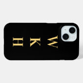 Monogram Initialen Zwart Goud Case-Mate iPhone Case (Achterkant (horizontaal))