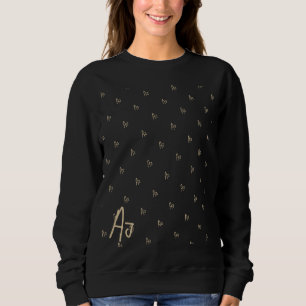 Monogram Initialen Zwart Goud Trui