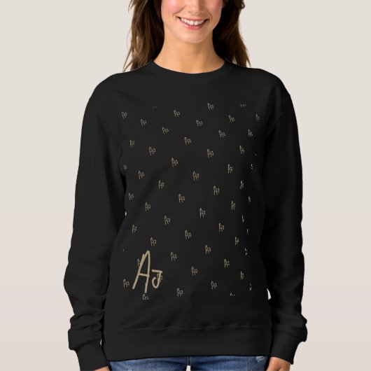 Monogram Initialen Zwart Goud Trui (Voorkant)