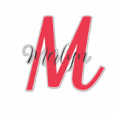 Monogram Initialen Zwart Rood Vet Aangepaste Tekst Sticker (Voorkant)