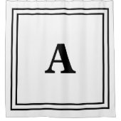 Monogram Initialen Zwart Wit Minimal Modern Naam Douchegordijn (Voorkant)