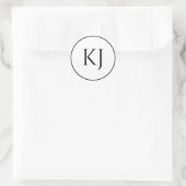 Monogram Initialen zwart wit minimalistische bruil Ronde Sticker (Tas)