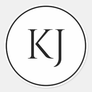 Monogram Initialen zwart wit minimalistische bruil Ronde Sticker