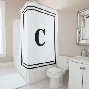 Monogram Initialen Zwart Witte Decor Aangepaste Na Douchegordijn