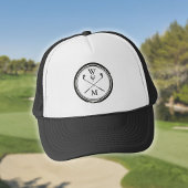 Monogram Initialen Zwart-witte Golf Trucker Pet
