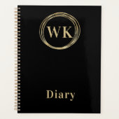 Monogram Initialen Zwarte gouden cirkels Planner (Voorkant)