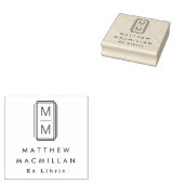 Monogram initials and name Ex libris library book Rubberstempel (Gestempeld)