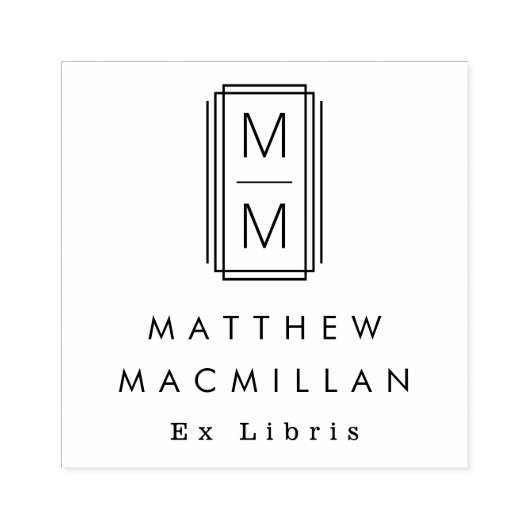 Monogram initials and name Ex libris library book Rubberstempel (Afrduk)