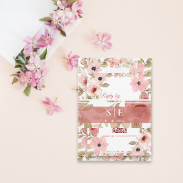 Monogram Initials Blush Floral Wedding  Uitnodigingen Wikkel