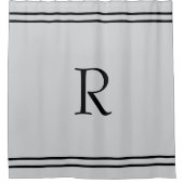 Monogram Initials Custom Name Black Stripes Grey Douchegordijn (Voorkant)