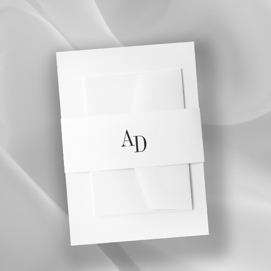 Monogram initials elegant black and white wedding uitnodigingen wikkel