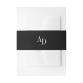 Monogram initials elegant black ivory wedding uitnodigingen wikkel (Voorkant Voorbeeld)