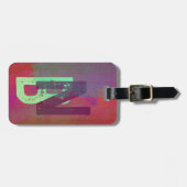 Monogram Initials Grunge Funky Purple Green Art Bagagelabel (Voorkant horizontaal)