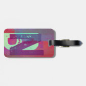 Monogram Initials Grunge Funky Purple Green Art Bagagelabel (Achterkant horizontaal)