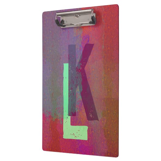 Monogram Initials Grunge Funky Purple Green Art Klembord (Links)