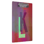 Monogram Initials Grunge Funky Purple Green Art Klembord (Rechts)