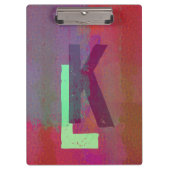 Monogram Initials Grunge Funky Purple Green Art Klembord (Voorkant)