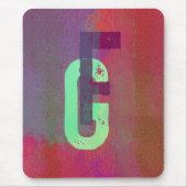 Monogram Initials Grunge Funky Purple Green Art Muismat (Voorkant)