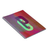 Monogram Initials Grunge Funky Purple Green Art Notitieboek (Rechterzijde)