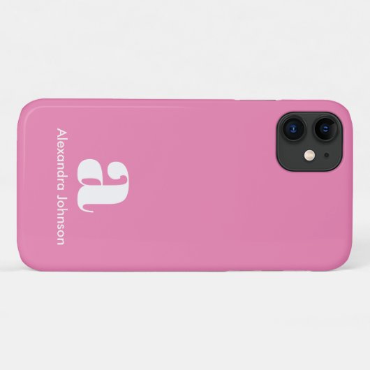 Monogram Initials Minimal Simple Pink Modern Case-Mate iPhone Case (Achterkant (horizontaal))